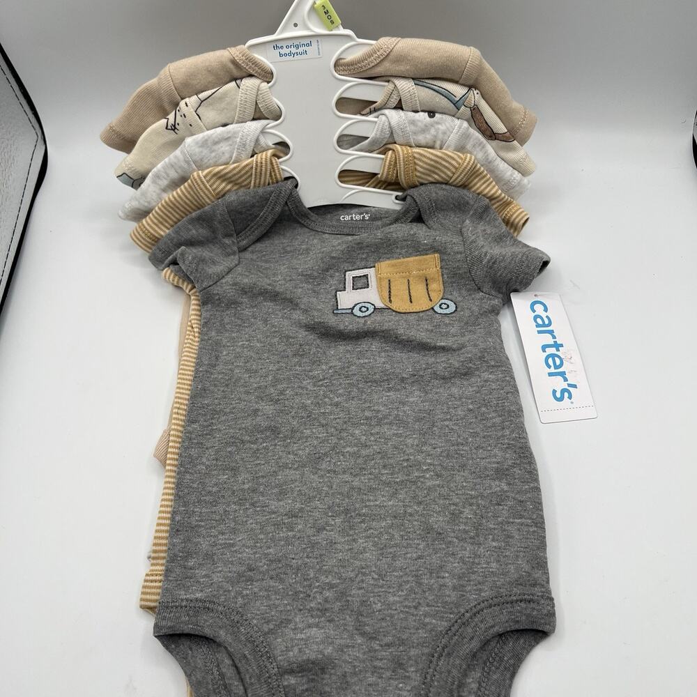 Carter’s 5-Pack Baby Boy Construction Short-Sleeve Original Bodysuits 3 Month